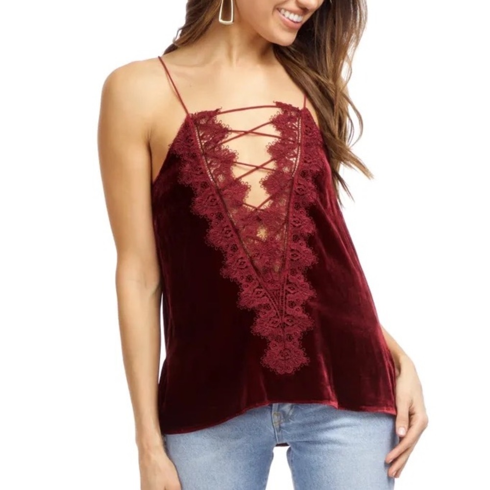 CAMI NYC VELVET MAROON TOP